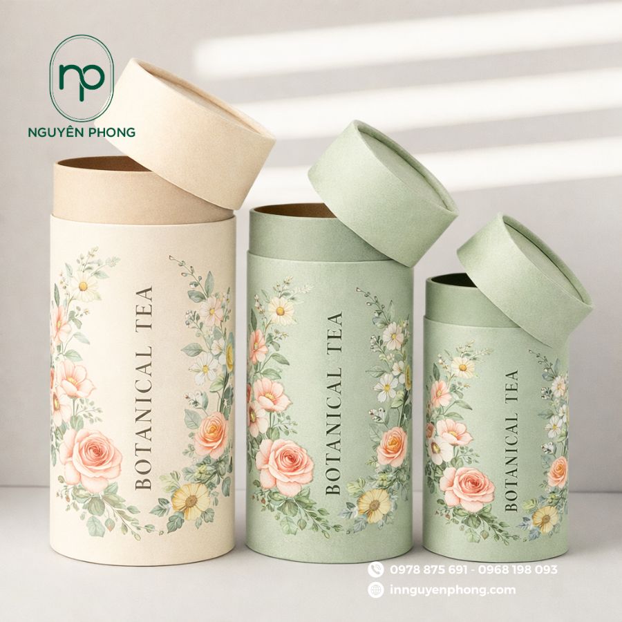 Mẫu hộp trụ tròn đựng trà